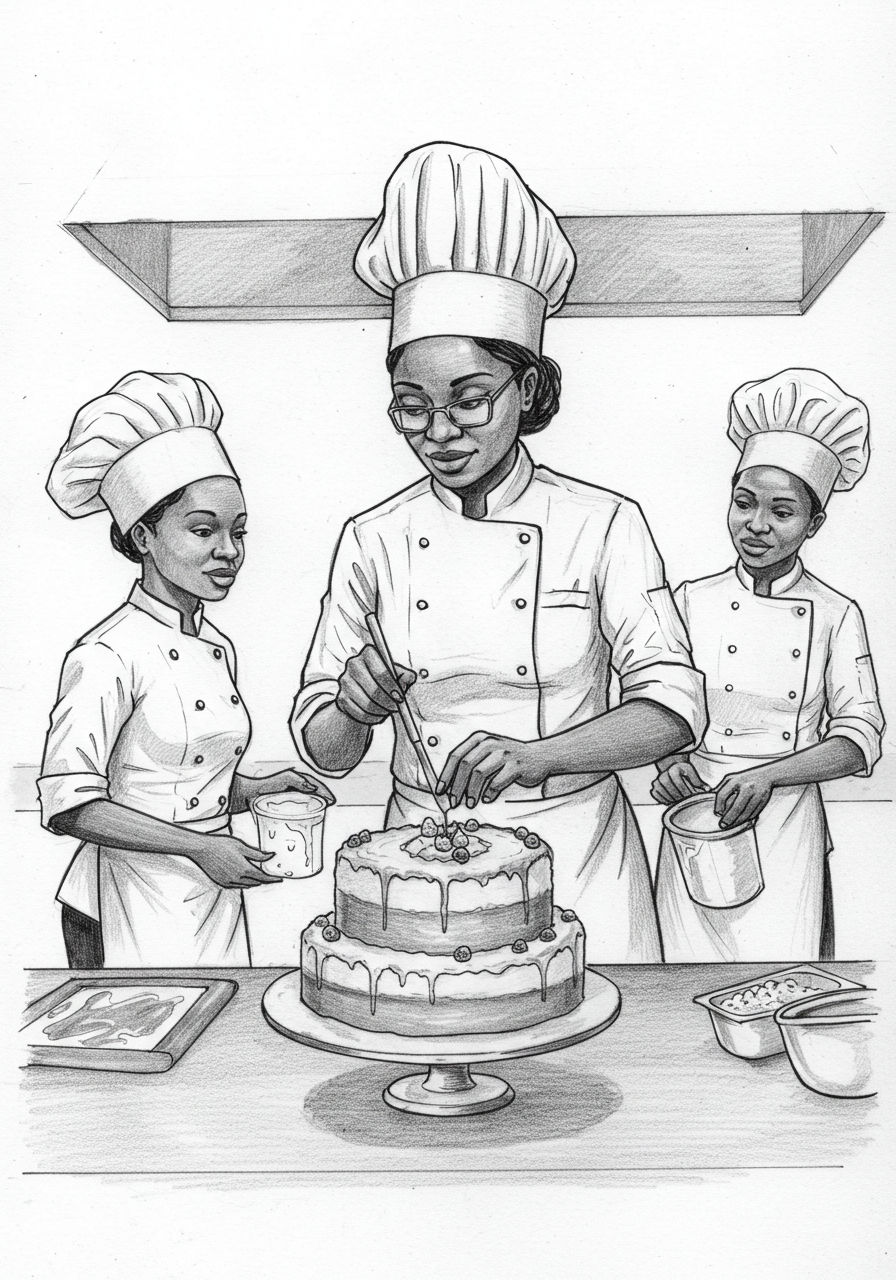 Caterer baking